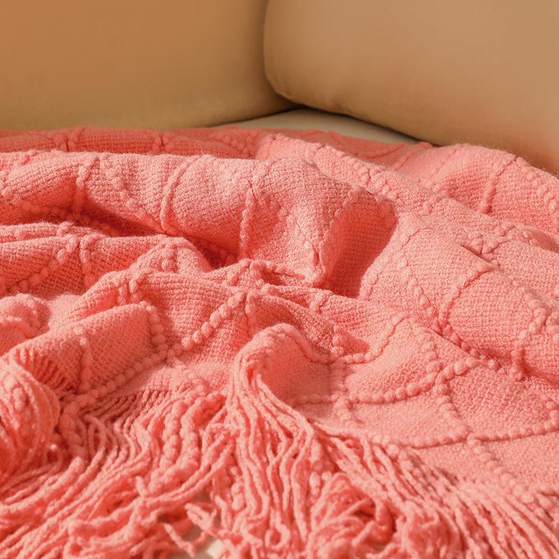 Tassel Lightweight Knitted Blanket for Sofa, Air Conditioning, Summer Naps, and Bay Windows
