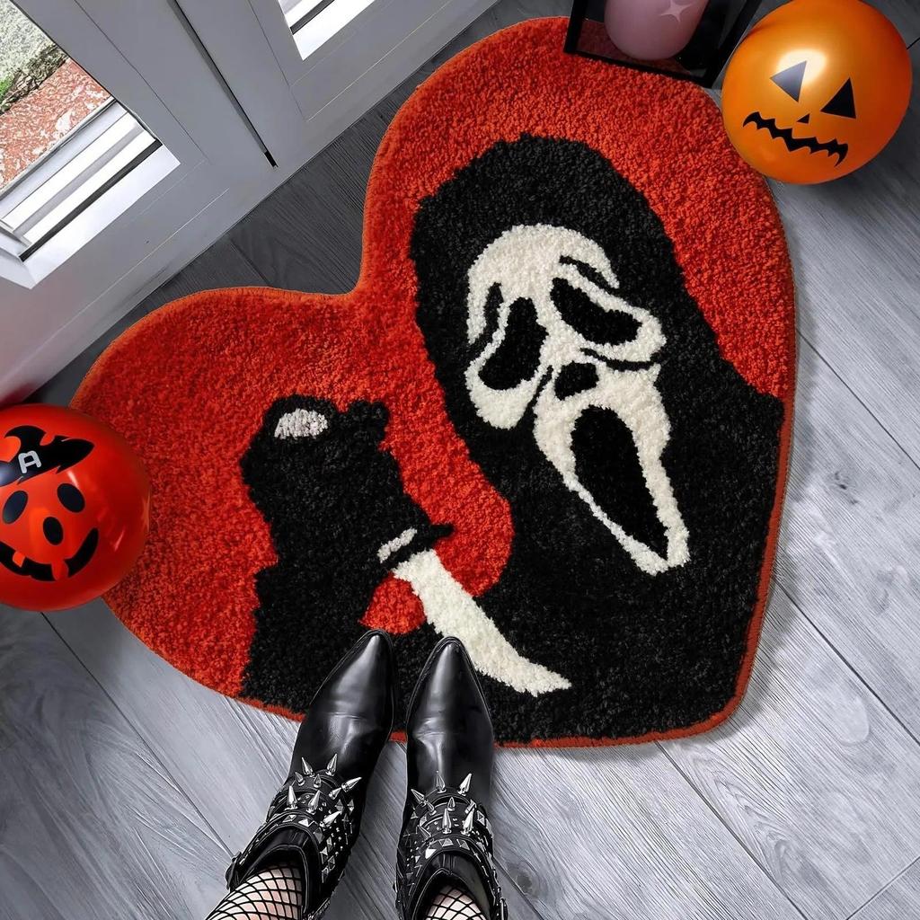Bathroom Rug Black Red Bath Non-Slip Mat, Christmas Home Decor, 16inchx24inch Funny Bathroom Rug Washable Absorbent Gothic Decor Weird Gift