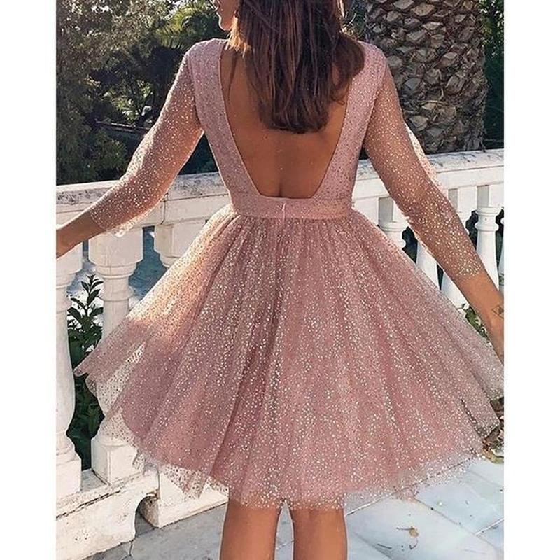 Rochie cu mânecă lungă pentru femei Rochie de seară cu talie înaltă Rochie pentru petrecere Cocktail Rochie subțire la modă pentru femei
