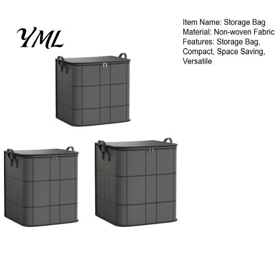 Reinforced Handle Storage Totes 3PCS Foldable Quilt Bins with Handles, Large Capacity Non-woven Fabric Clothing Bags Organizers, Space Saving Packing