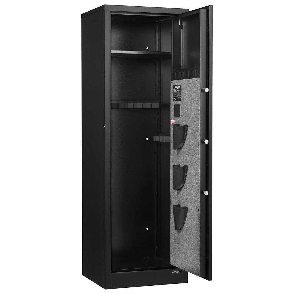 8-10 Gun Safe, Long Gun Cabinet for Rifles and Pistols, Quick Access Rifle Safe with 3 Pistol Pockets and Adjustable Racks, Large Digital Cabinet with