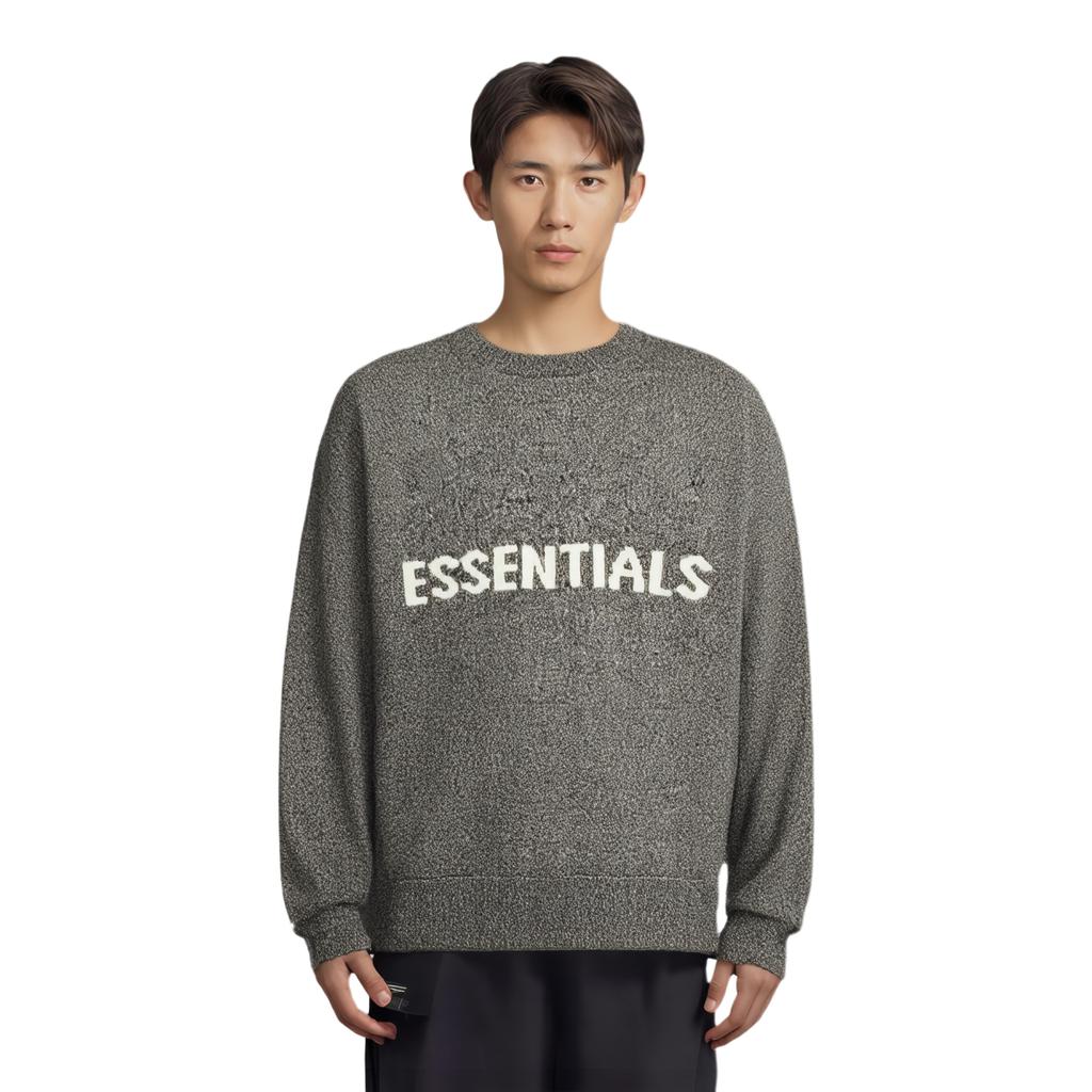 Fear Of God Essentials SS20 Graphic Logo Crew Neck Long Sleeve Sweater Unisex Sweater Dark-Grey FOG-SS20-266