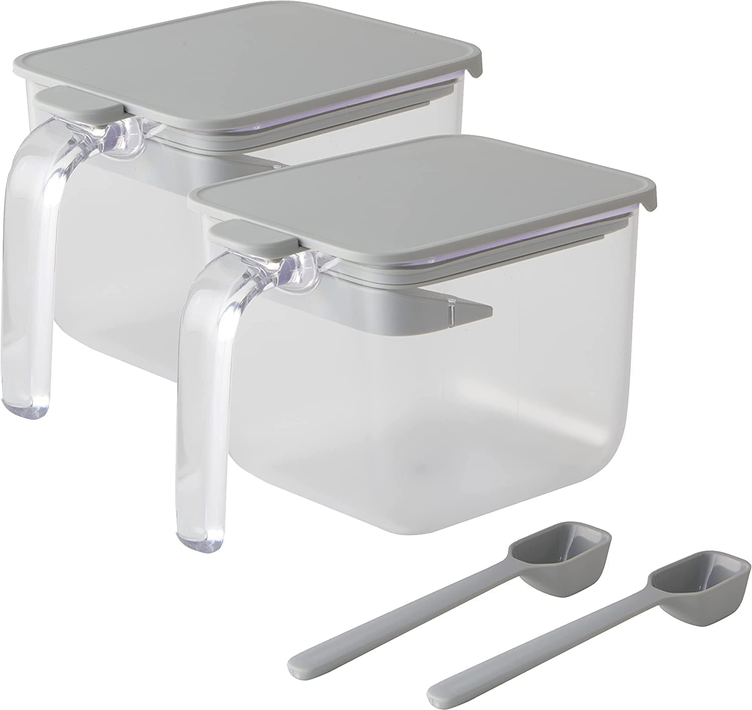 

Marna Приправа Кастрюля с Ложкой 2 Части Контейнер Для Приправ Контейнер Для Приправ Чехол Замок R305GY (Широкий / / Серый) (Влагоотталкивающий) (Хороший контейнер)