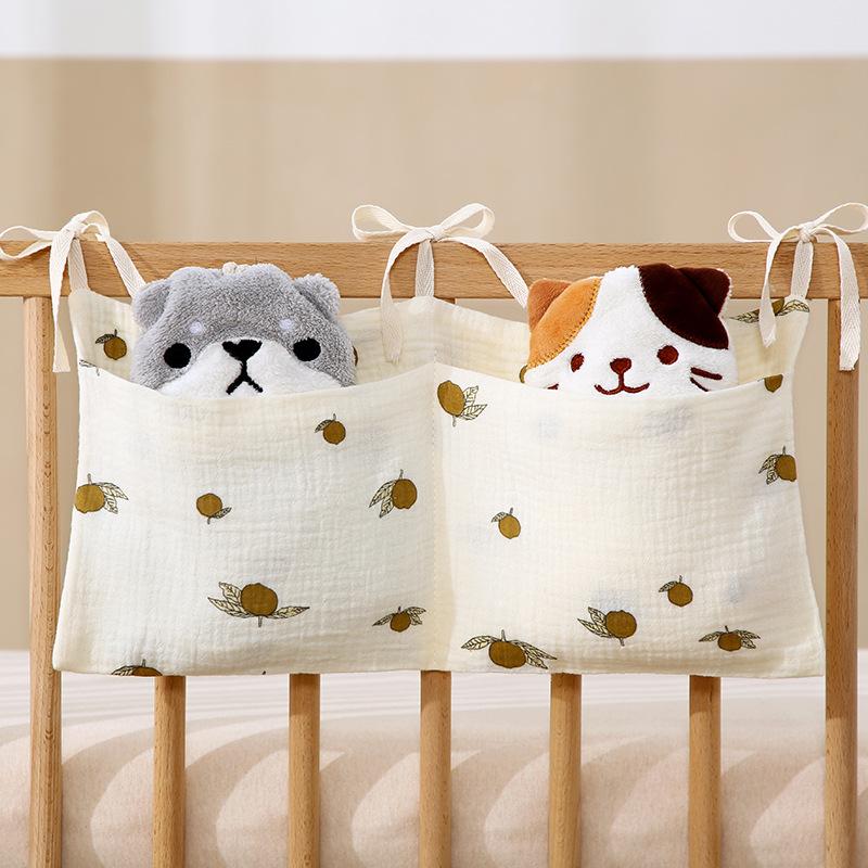 Baby Crib Organizer Cot Caddy Bed Storage Bag 2 Pockets Bedside Hanging Diaper Nursery Toys Bag Diapers Stroller Organize