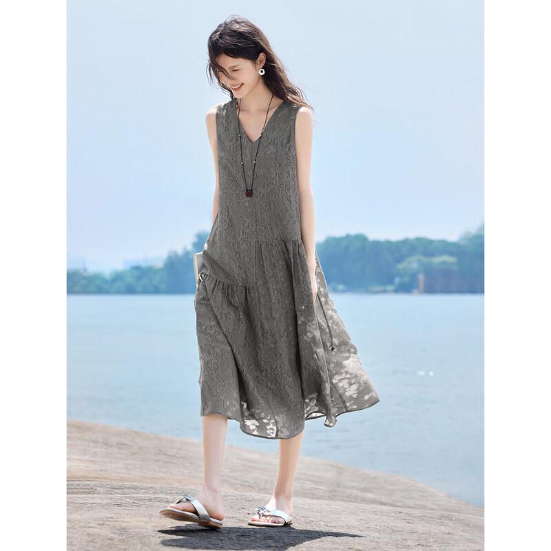 XWI Ombre Patchwork V-Neck Sleeveless Dress XL