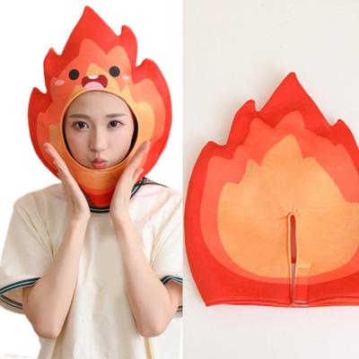 Cartoon Flame Head Cover Hat For Cosplay Photography Party Costume Head Accessory Stretchy Breathable Headgear Hat