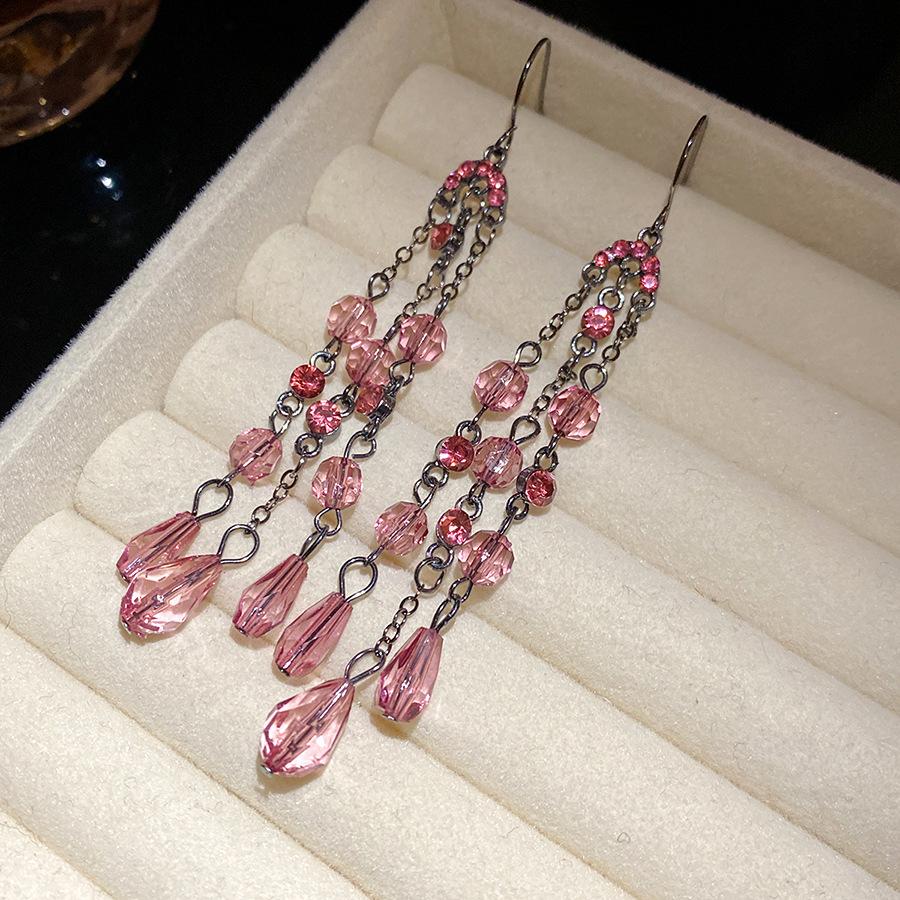 

Silver needle zircon flower water drop earrings light luxury high-end stud earrings retro court style exquisite versatile temperament earrings