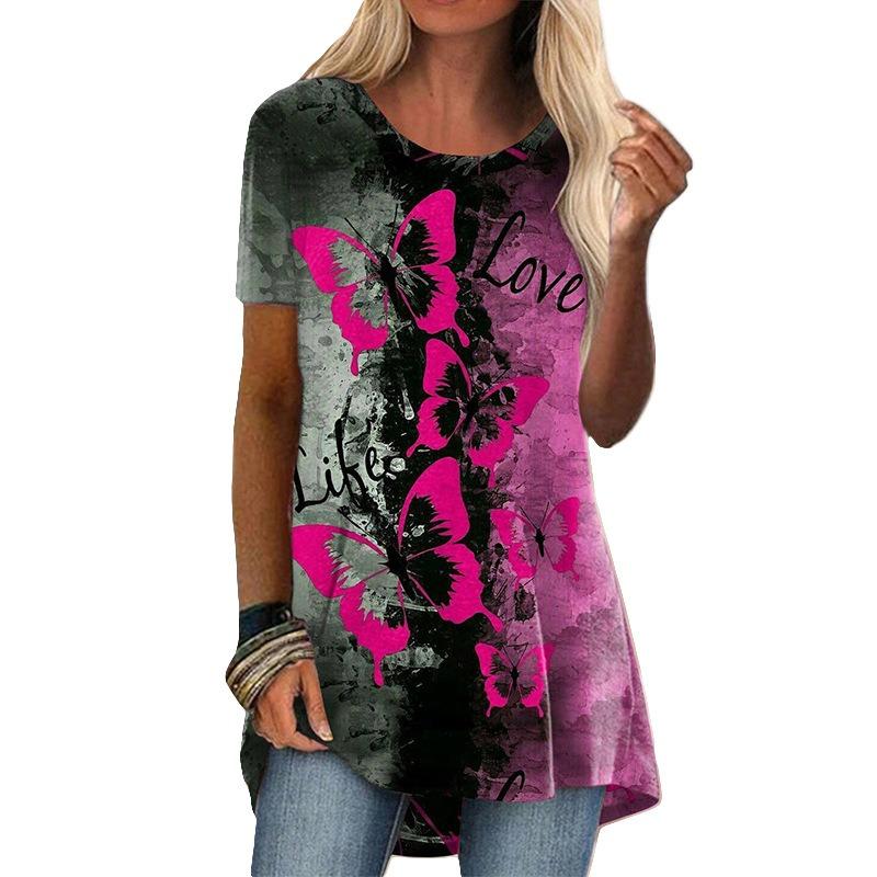 BITCED Women's Fashion Casual Short Sleeve O-Neck Blouses & Shirts