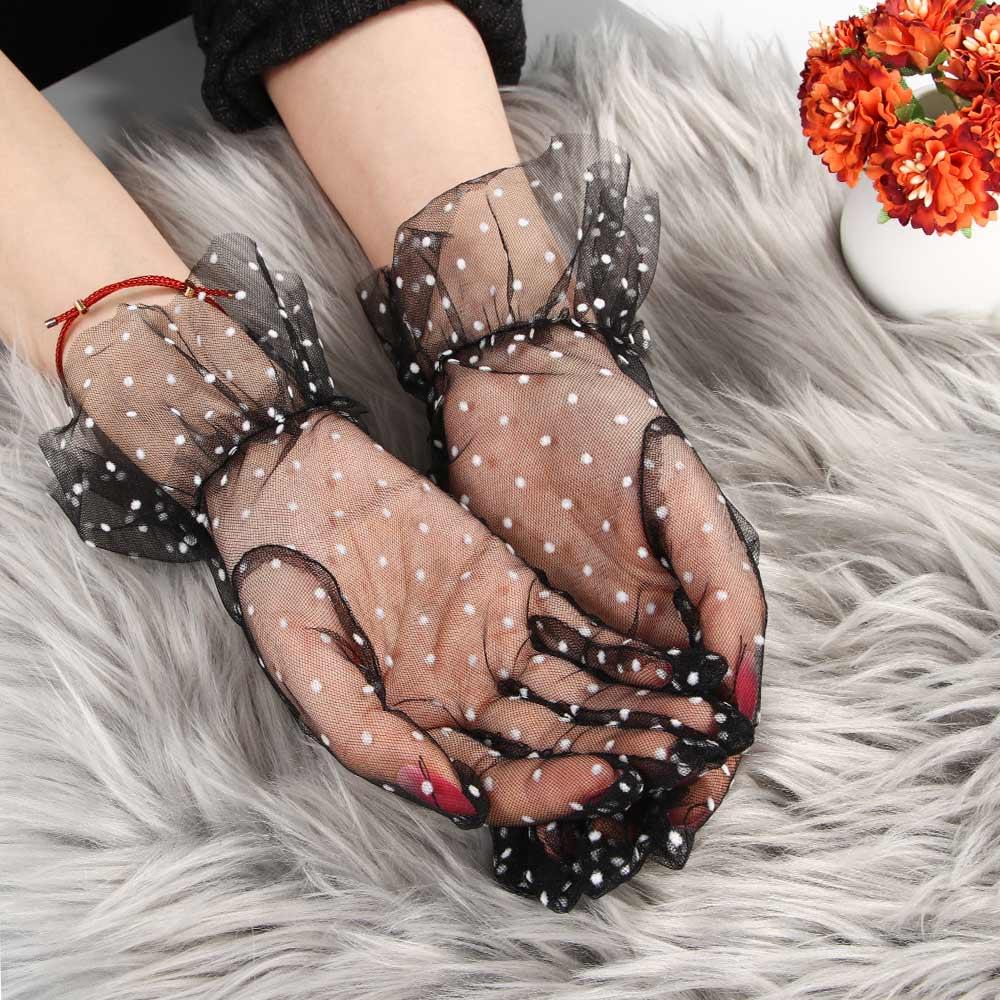 Falbala Full Finger Flexible Accessories Sunscreen Tulle Gloves Spots Lace Mittens Spots Gloves
