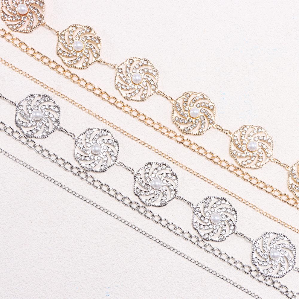 Catena da vita retrò: Metallo Geometrico, Strass e Perle