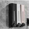 Wall-Mounted No-Drill Triple Soap Dispenser
