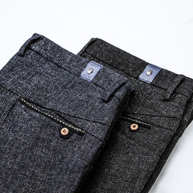 Autumn Winter Men 'S Thick Casual Pants Business Small Straight Gray Elastic Trousers Male Brand Clothing