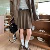 Highly Recommended: High-Waisted Soft Knit A-Line Pleated Skirt for Women - Autumn/Winter Korean Style, Solid Color, Five-Point Length
