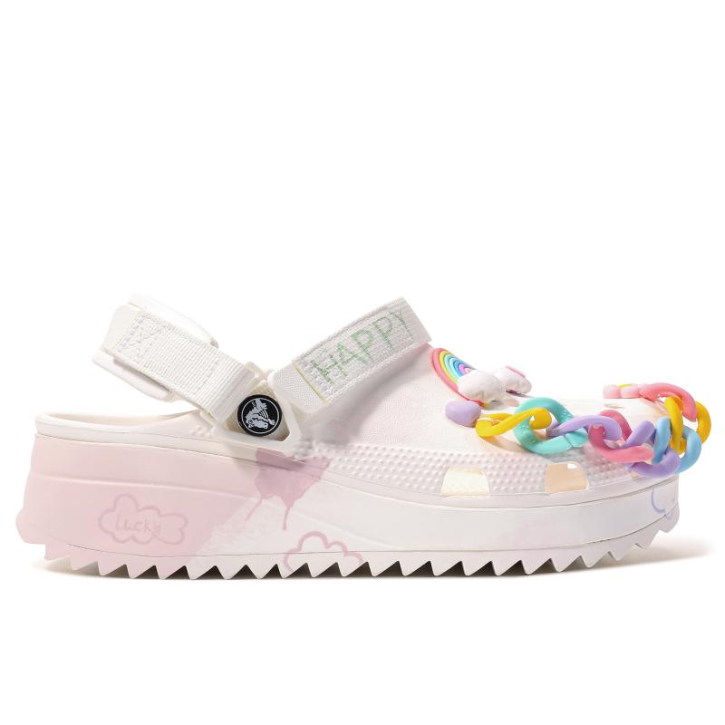 Crocs Hiker Clog Da Vinci Custom Special Shoe Case LUCKY Cloud Chain Decorative Buckle Simple Hiker Clogs Unisex Blue Pink White
