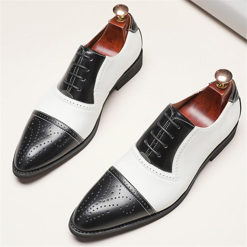 

Мода Новые Мужские Остроносые Белые Черные Комбинированные Плоские Броги Обувь Роскошный Дизайнер Мужская Свадебная Одежда Для Выпускного Вечера Обувь Zapatos Hombre 41
