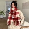 Autumn and Winter New Christmas Red Plaid Scarf Imitation Cashmere Thickened Atmosphere Fashion Shawl Student Gift Scarf