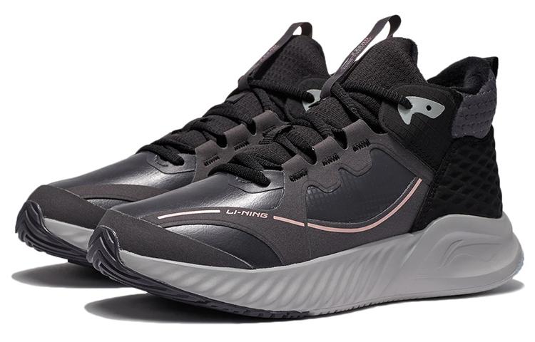Li Ning Soft Zero WNTR Zero WNTR Fleece lined Cushioning Rebound Mid top Running Shoes Women's Black AGLR238-2