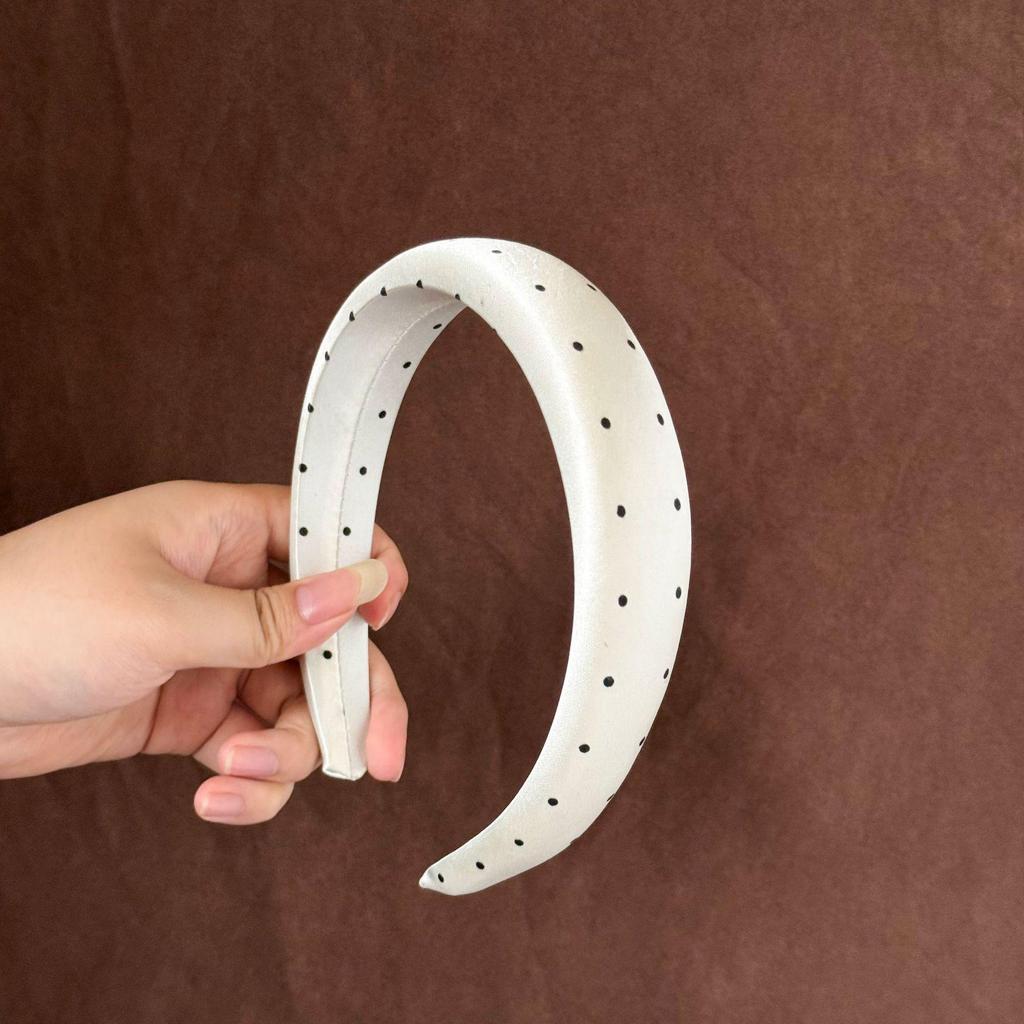 Korean Polka Dot Wide Headband for Women: High Skull Top Hair Accessory for Daily Wear and Face Washing
