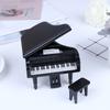 1:12 Dollhouse Miniature Black Wooden Grand Piano With Stool Model Play Toys