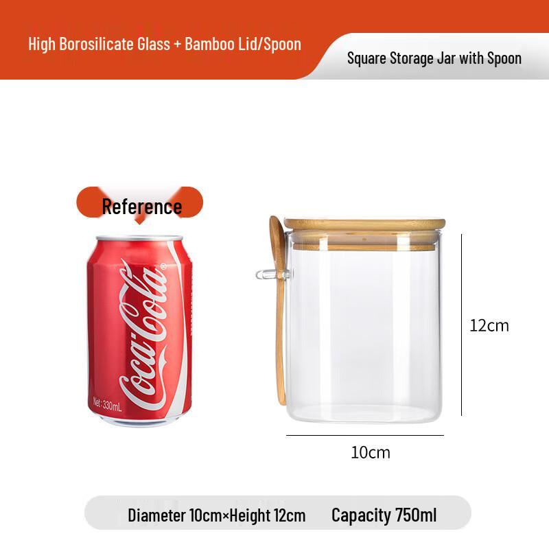 AQ Glass Storage Jar with Spoon 750ml