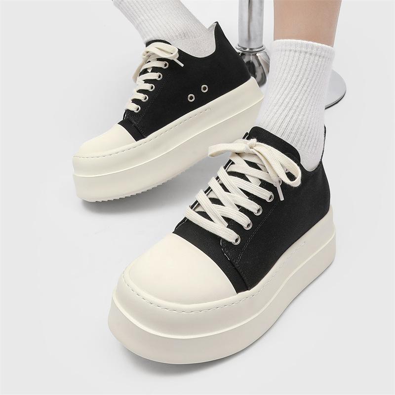 FDCP American retro thick baseplate shoes black muffin shoes simple canvas shoes big head heightening derby shoes G037-J