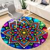 1pc Mandala StainedGlass Office Round Area Rug, Indoor Mat Suitable ForOffice, Under Office Chairs Bedroom Living Room Home Decor, Room Deco q100