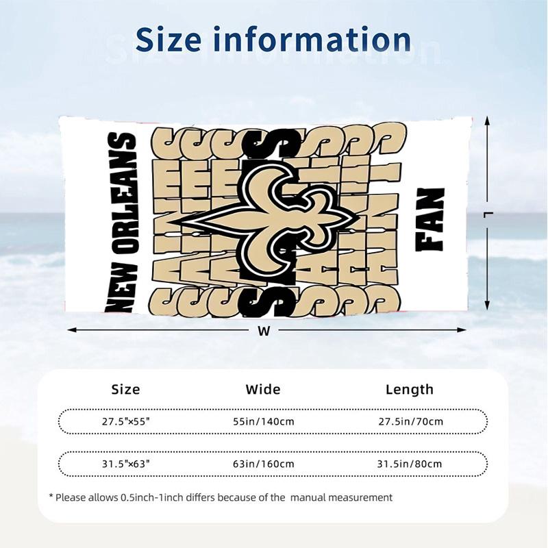 New Orleans Saints (5) Theme Beach Towel Sand Resistant Soft And Comfortable Suitable For The Pool Camping Yoga And Diving A Travel
