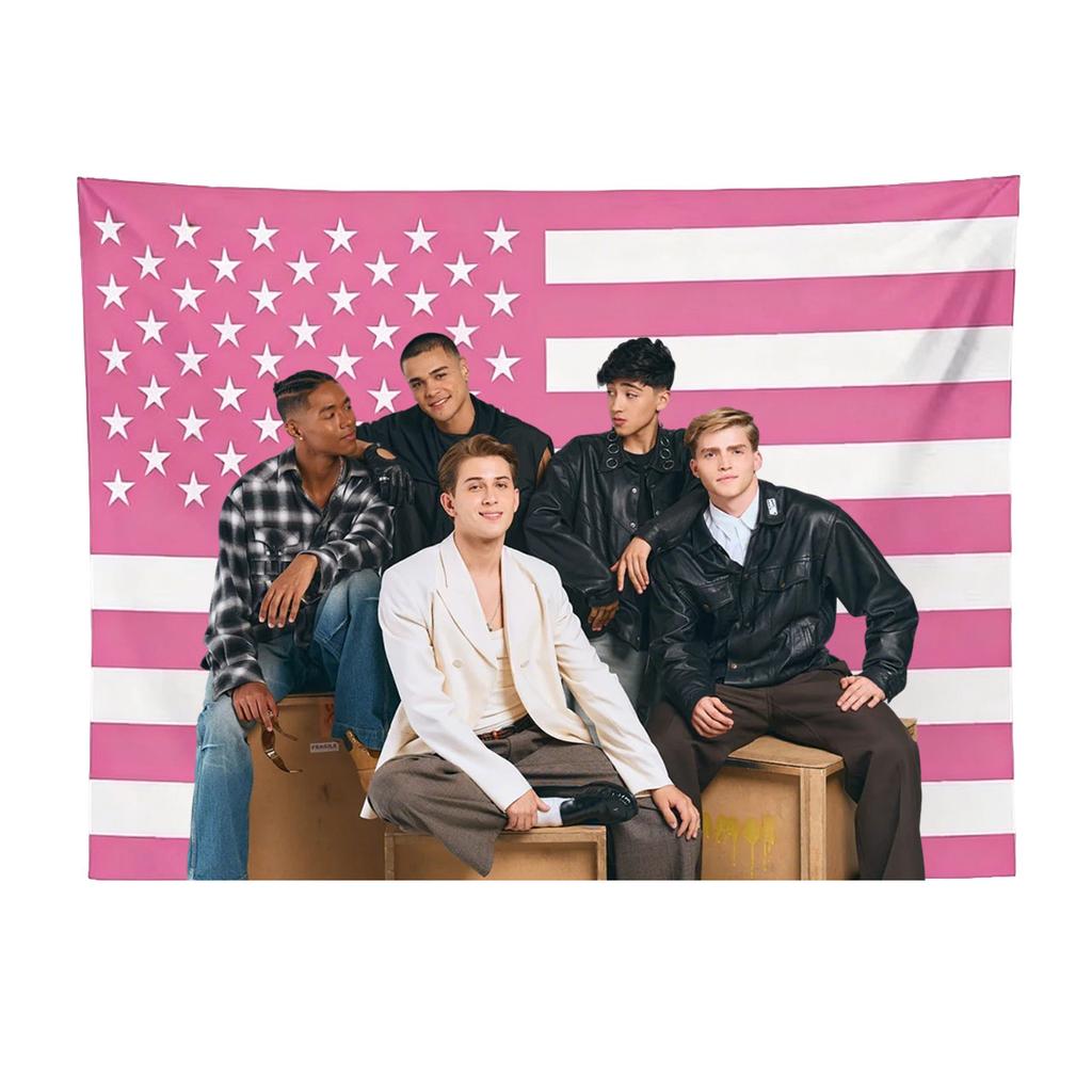 Santos Bravos Pink American Flag Tapestry Boy Band Wall Hanging Decor for Bedroom Living Room Dorm Perfect Gift for Fans