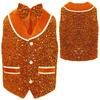 Kids Performance Vest Sparkling Sequins Velvet Buttons Irregular Hem with Bowtie Costume