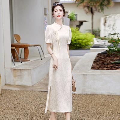 Send the Test To Improve the Split Cheongsam Women's New Young Temperament Buckle Skirt Summer