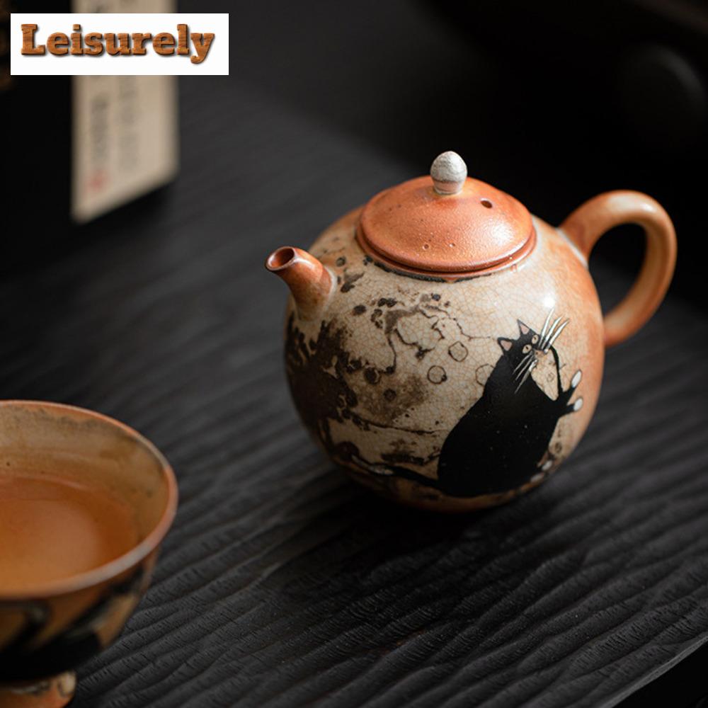 100 ml handbemalte Katzenteekanne, retrovergoldeter Silberfilter, Granatapfelkanne, Teekocher, Wasserkocher, Kung-Fu-Tee, Café-Zubehör, Ornamente