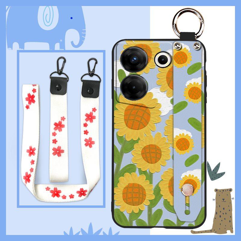 Ring Kickstand Phone Case For Tecno Camon20 Pro 5G/CK8n Dirt-resistant Silicone Fashion Design Wristband Phone Holder