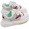 Platform White Shoes Spring New Comfortable Fashion Flat Bottom Breathable Contrasting Color Board Shoes Casual Sports Dad Shoes
