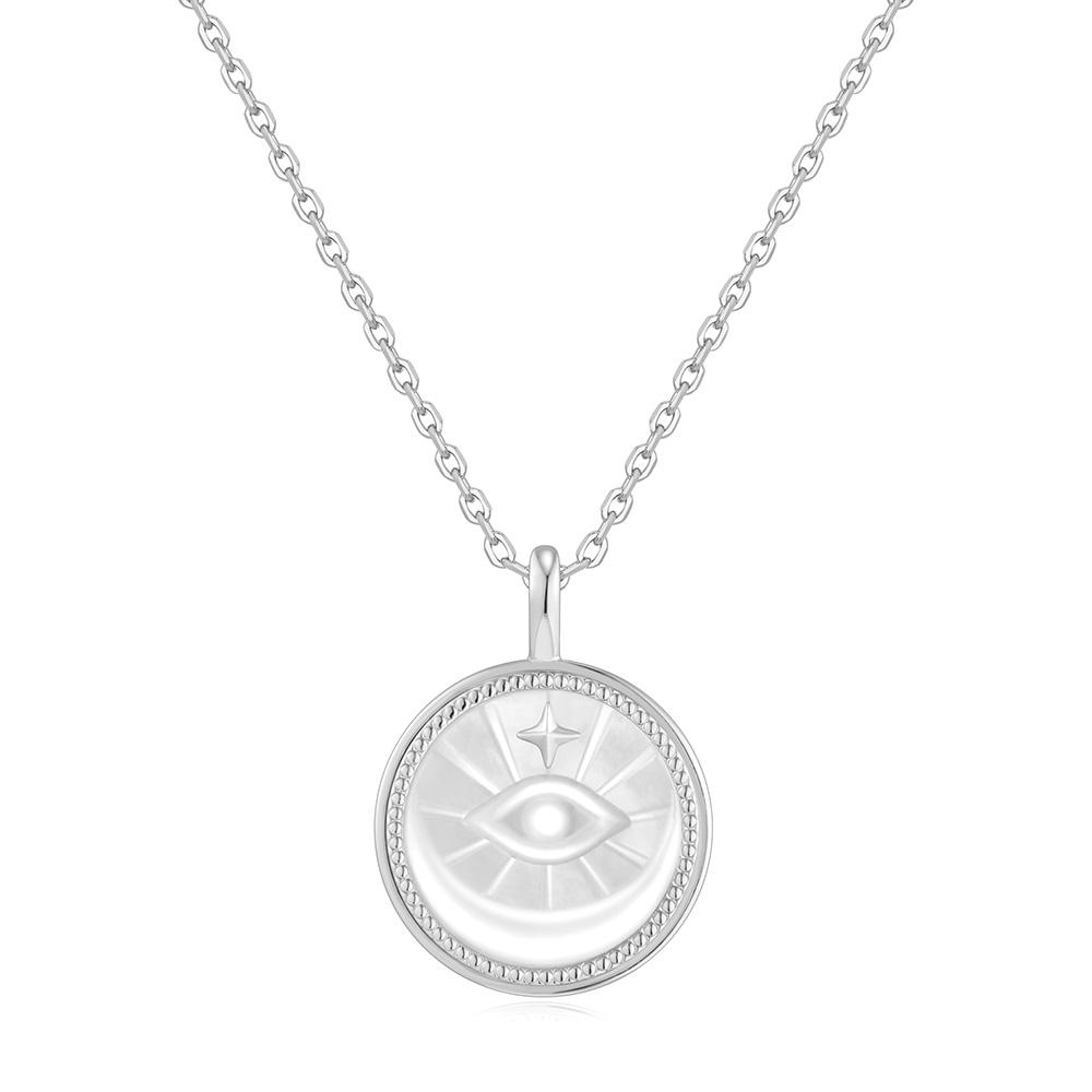 Ania Haie Silver Evil Eye Mother-Of-Pearl Medallion 925 Silver Necklace N072-05H