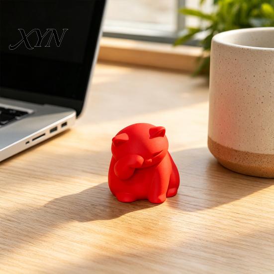 Space-saving Desk Decor Cat Ornament, 3D Printed Decompression Decoration, Matte Texture Mood-lifting Figure Face Covering for Desktop Ornament