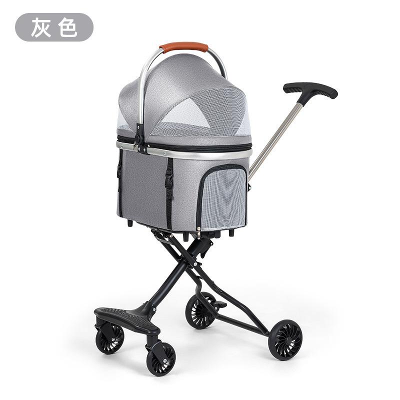 Luxury Pet Stroller Lightweight Foldable Cat Dog Carrier All-in-One Travel Pushcart with Canopy Breathable Design for Dog Seats