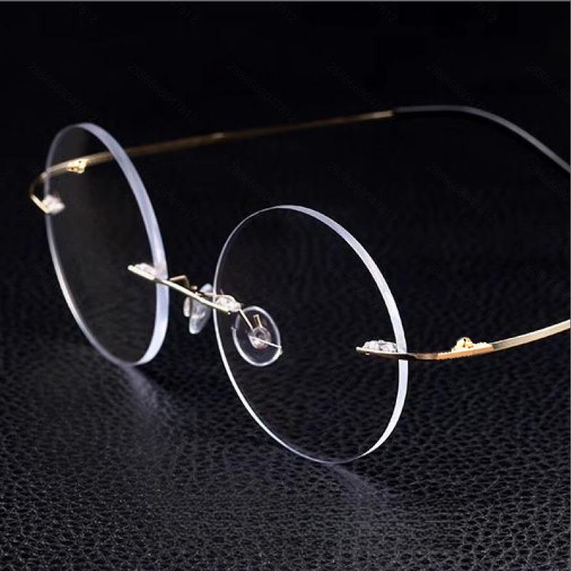 

Retro Round Borderless Ultra Light And Ultra-Thin Reading Glasses For Both Men And Women With Thin Gold Wire Edges 0