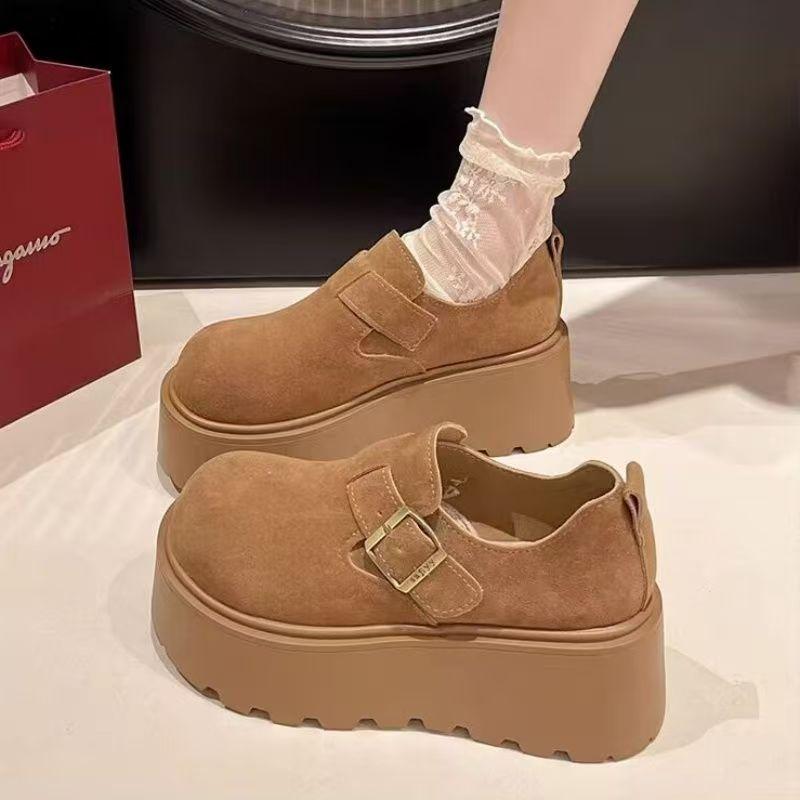 2025 new autumn and winter Boken platform small man height Boken shoes women's versatile big head ugly cute single shoes loafers