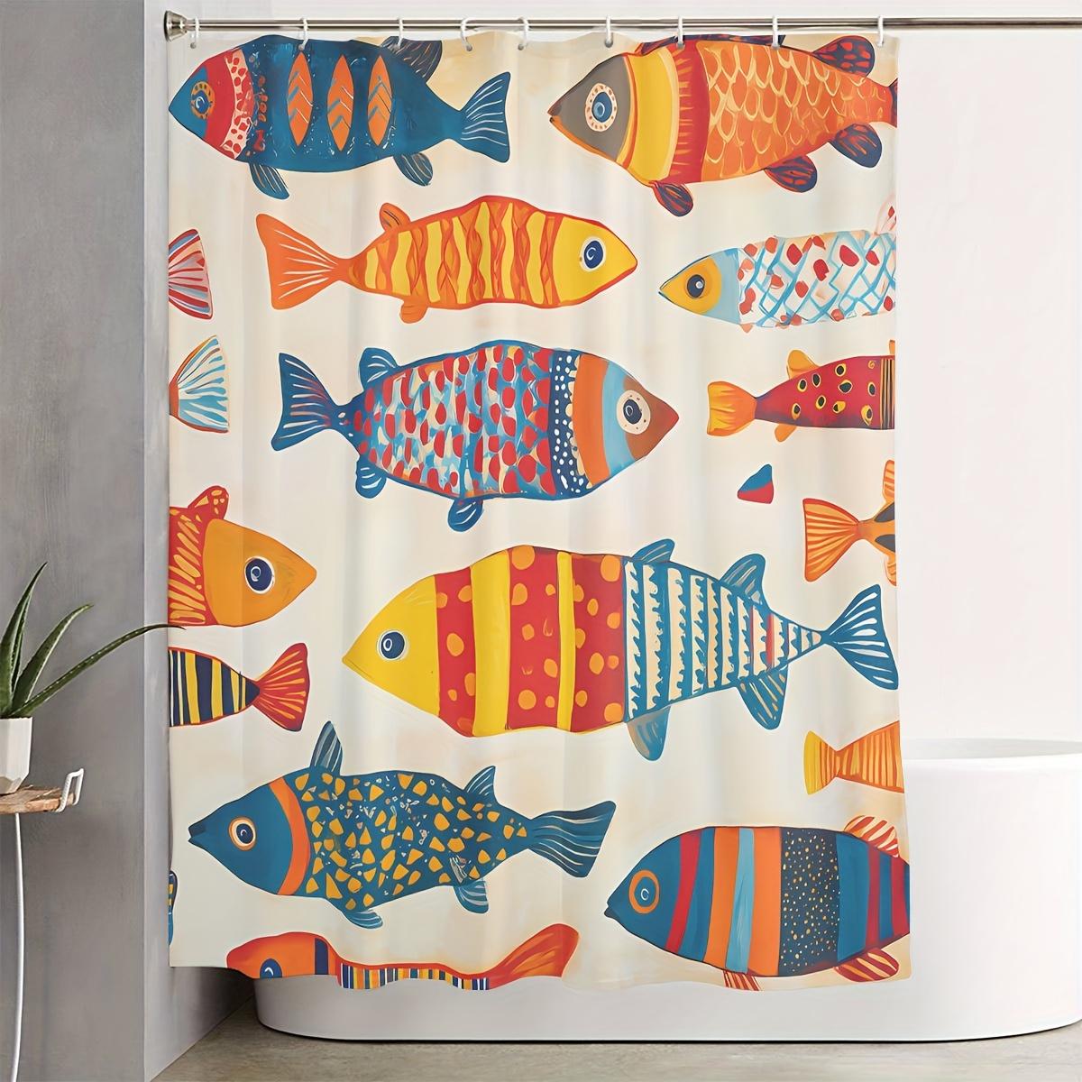 

Watercolor Fish Shower Curtain Set | Non-Slip Bath Mat, Toilet Seat Cover, 12 Hooks, Bathroom Decor, Housing Gifts W60H190(CM)-1 Pcs