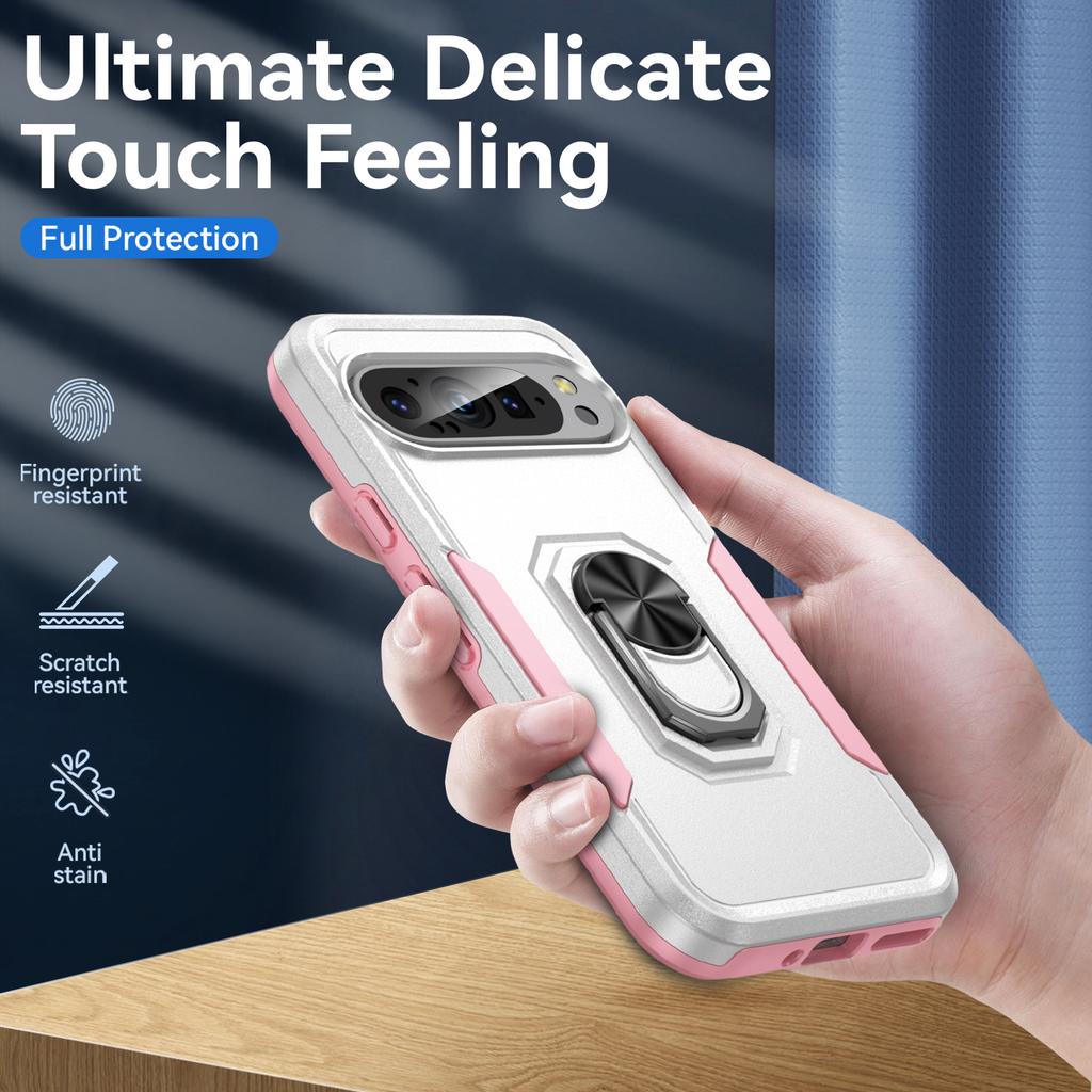 For Google Pixel 9/Pixel 9 Pro Case Military Grade Ring Kickstand PC+TPU Phone Cover