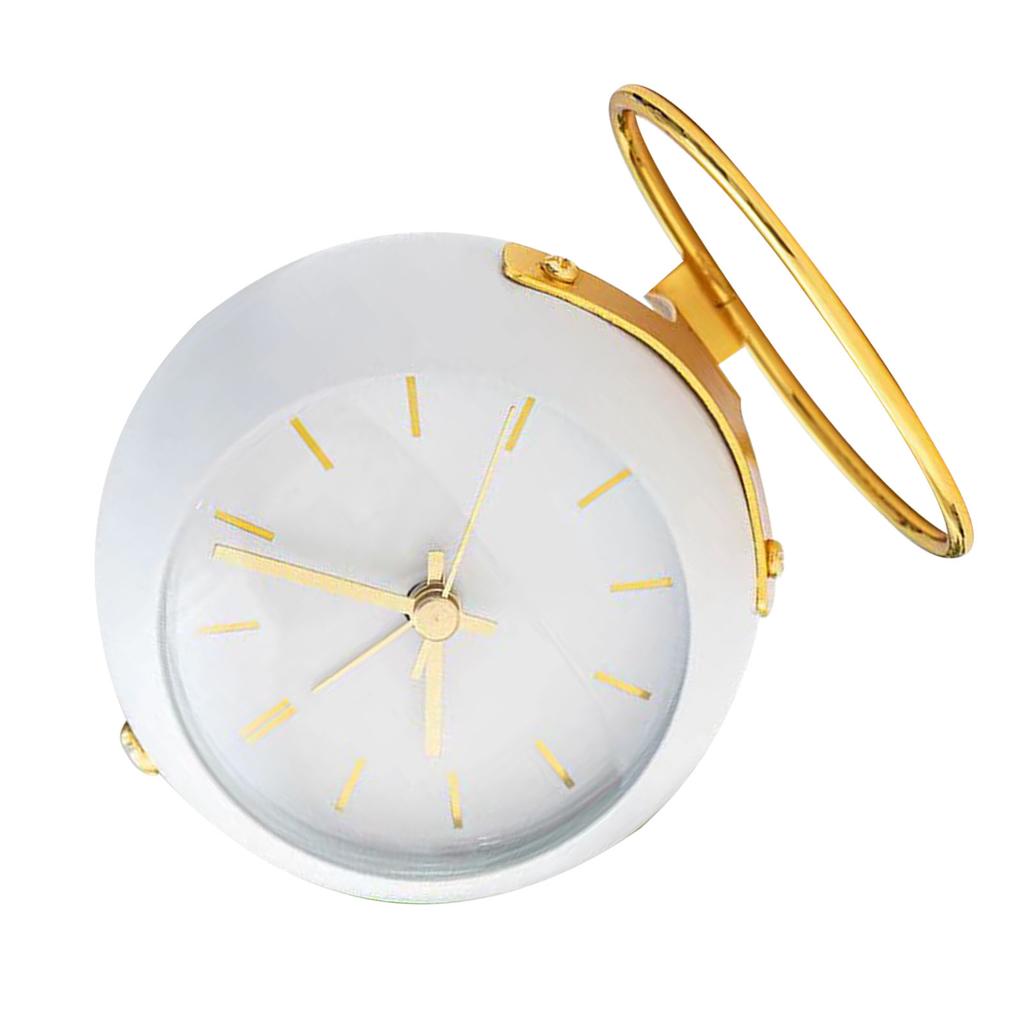 Desktop Alarm Clock Students Dormitory Mini Alarm Clock Ornaments Simple Metal Desktop Clock White