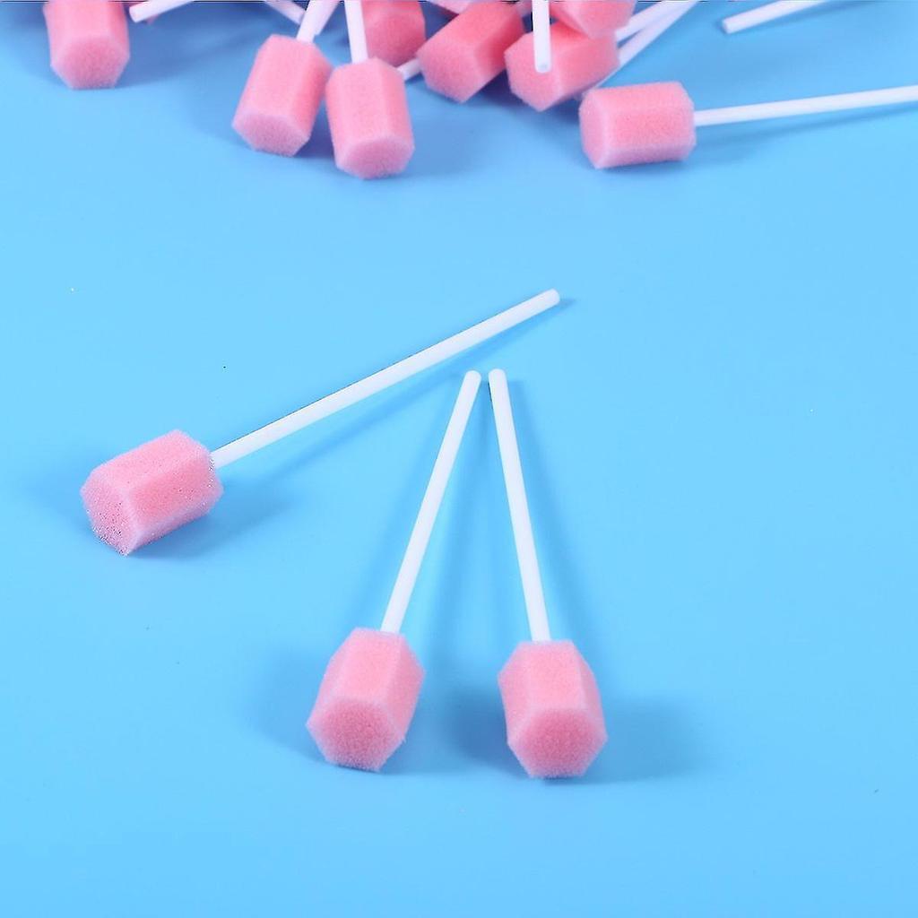 50 unidades Esponjas Desechables para Cuidado Bucal Esponjas Bucales Bastoncillos Bucales para Limpieza Dental (rosado)