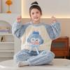 Kids Flannel Pajamas Set Boys Girls Warm Long Sleeve Top And Pants Sleepwear Winter Home Nightwear