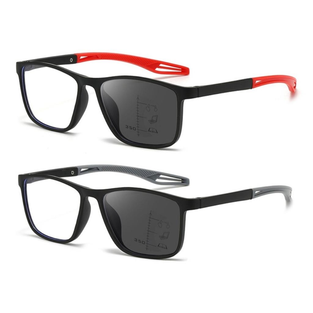 3 in 1 Photochromic Color Changing Sports Reading Eyeglasses for Male + 100 ~ + 400 Anti- BlueLightweightPresbyopiaEyeglasses