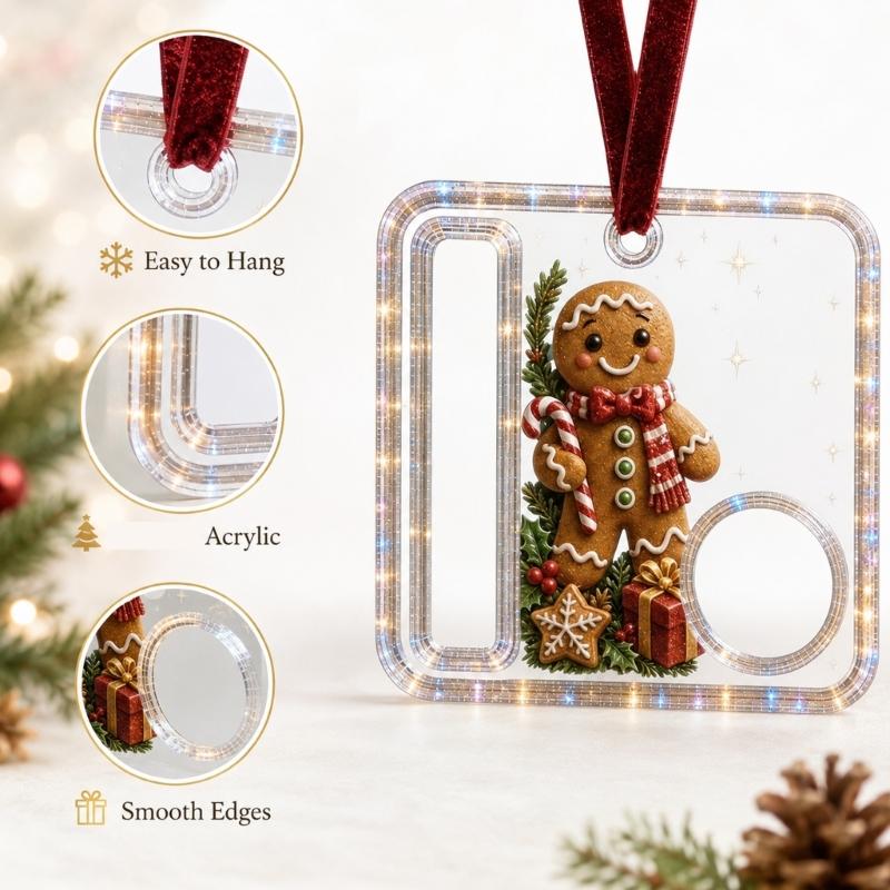 Holiday Cash Gift Ornament, Acrylic Money Pocket with Treat Compartment and Display Loop for Tree Use Gift