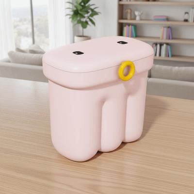 Space Saving Cartoon Kitchen Garbage Can Plastic Large Capacity Wall Mounted Trash Can with Lid Odor-Proof Waste Bin Bathroom