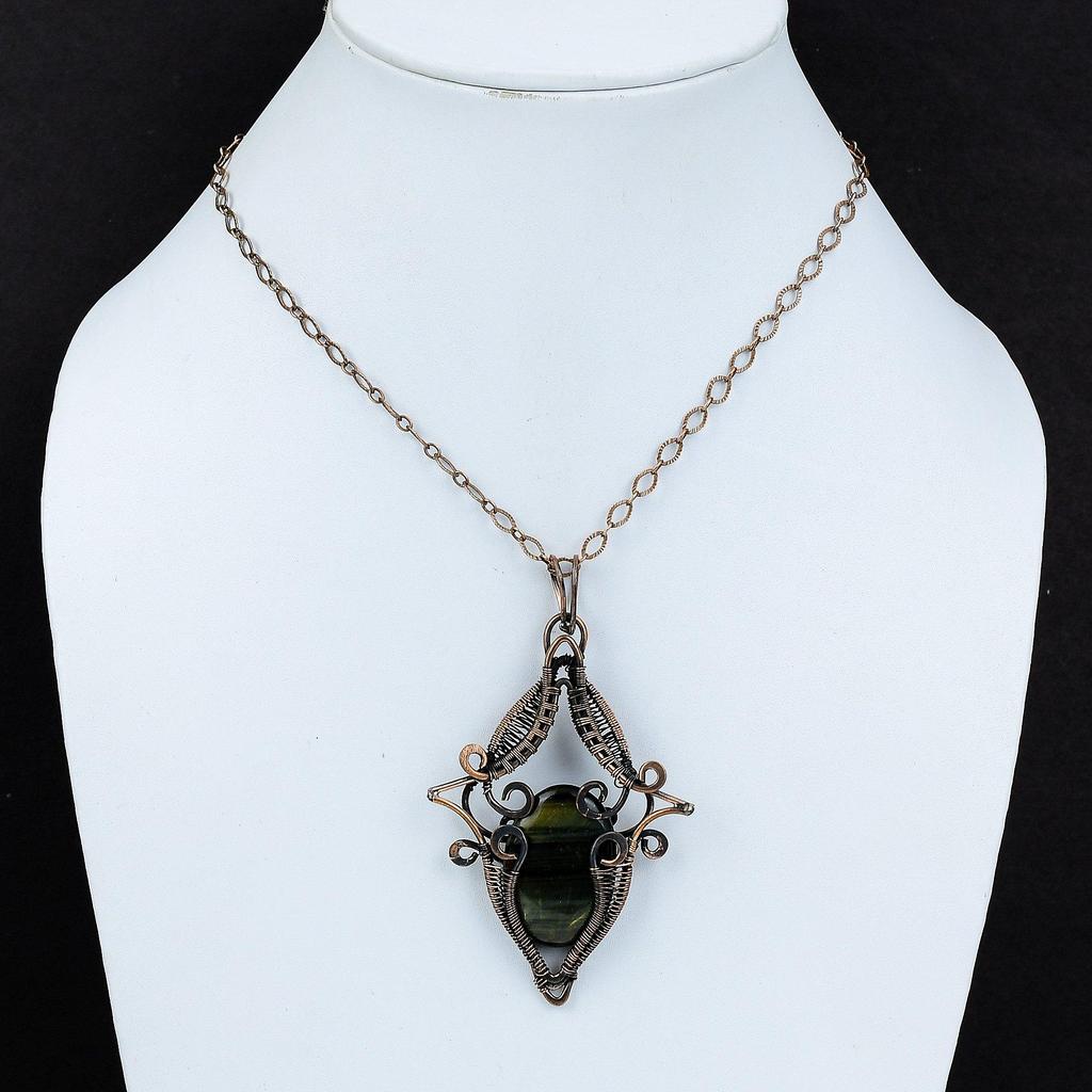 Nellite Gemstone Pendant Copper Wire Wrapped Pendant Handmade Brand New Jewelry Ethnic Style Pendant Nellite Copper Jewelry Pendant For Gift