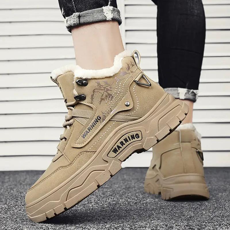 Men's Fashion Versatile Casual Shoes Trendy Plus Velvet Warm Sneakers Simple Comfortable Outdoor Anti Skid Walking Tooling Shoes