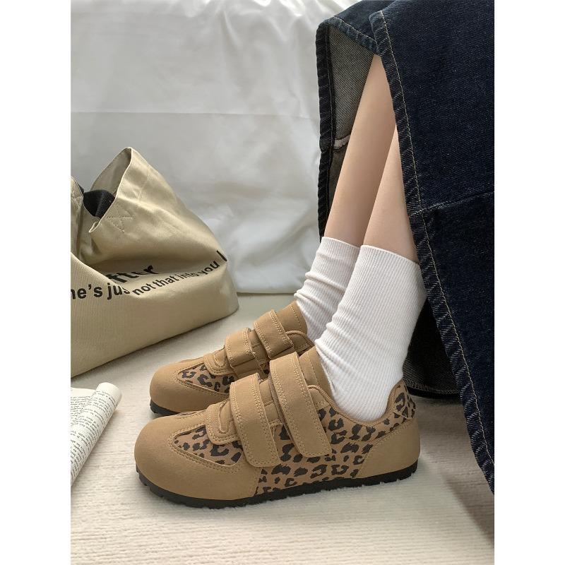 Autumn new leopard print casual shoes women's Velcro ugly cute big head shoes 3123