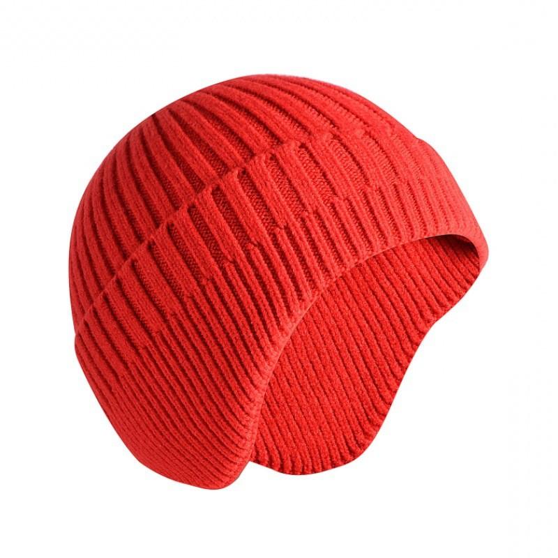 

Simple Color Solid Men Casual Warm Knitted Hat With Ear Protection Winter For Red